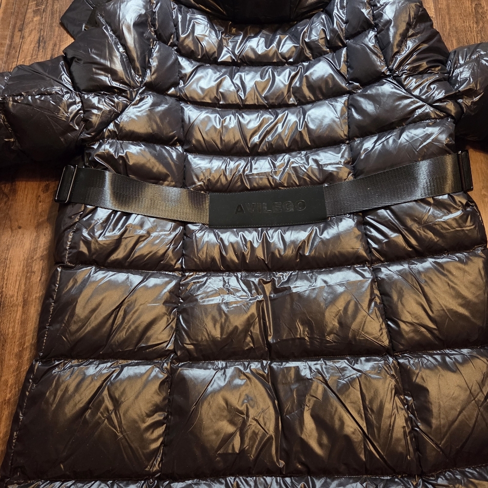 Ducksdown Filling Shiny Black Puffer Coat NWT - Picture 7 of 9